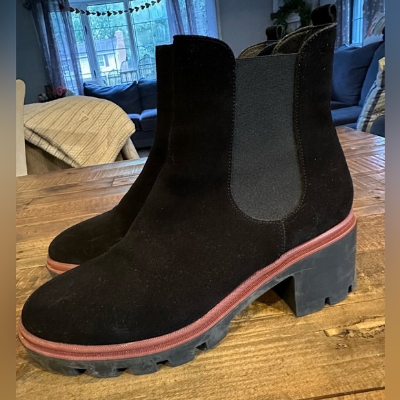 Antonio de Faria Black Suede Platform Chelsea Boots Size 9.5 - Picture 3 of 9